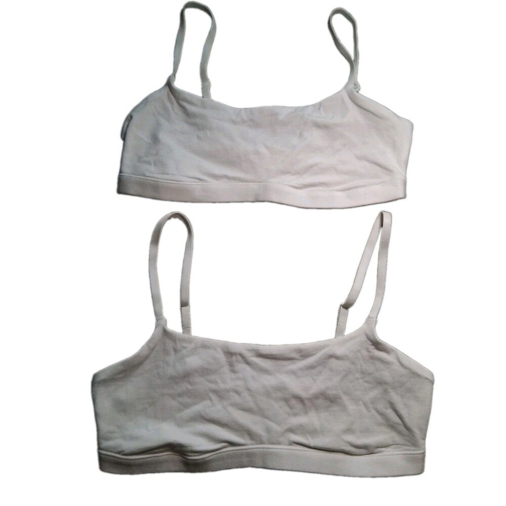 Quince Organic Cotton Tank Bralette Womens Small White Wireless 2 Pack